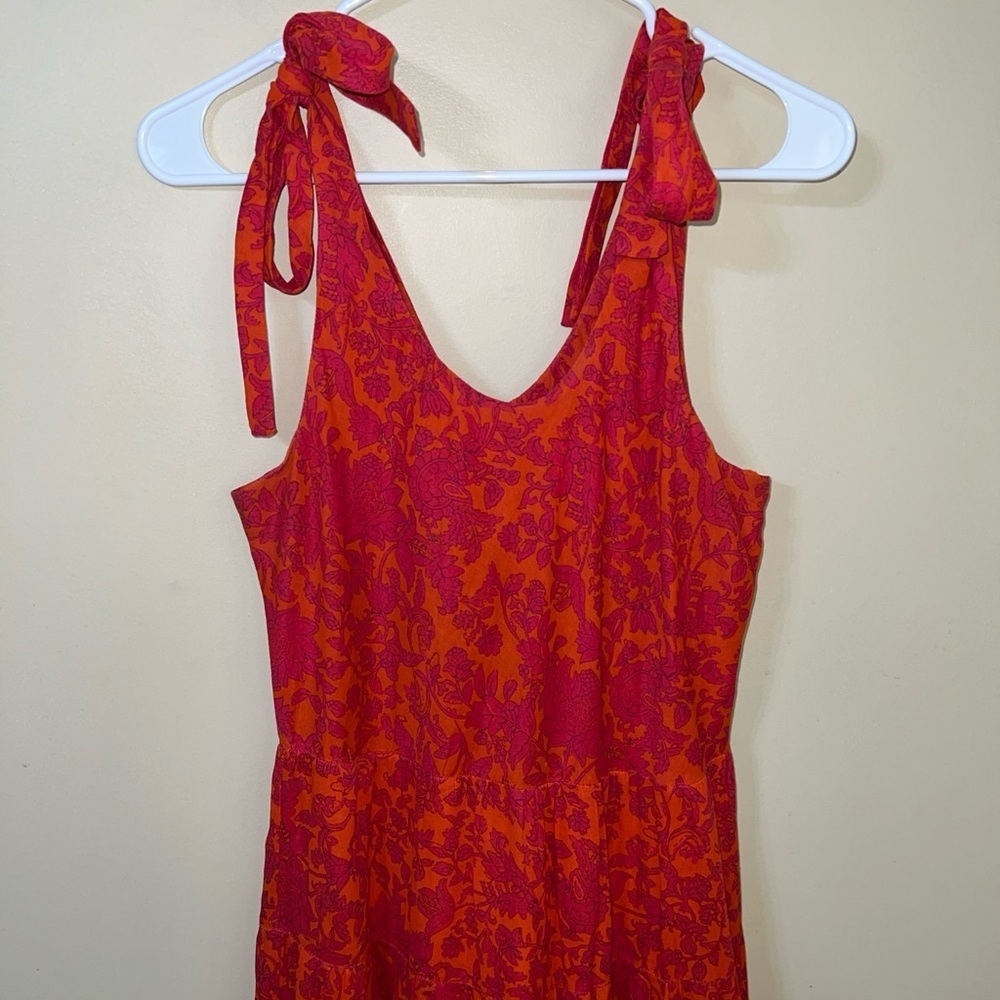 Free People Kikas Printed Midi Dress Tangerine Medium - Picture 3 of 5